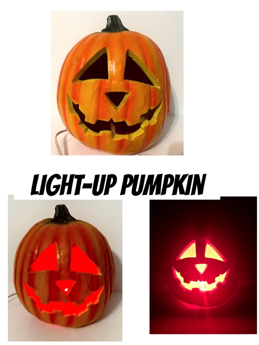 Vintage 1995 Trendmasters Light-Up Jack-o'-lantern Halloween Pumpkin Decor